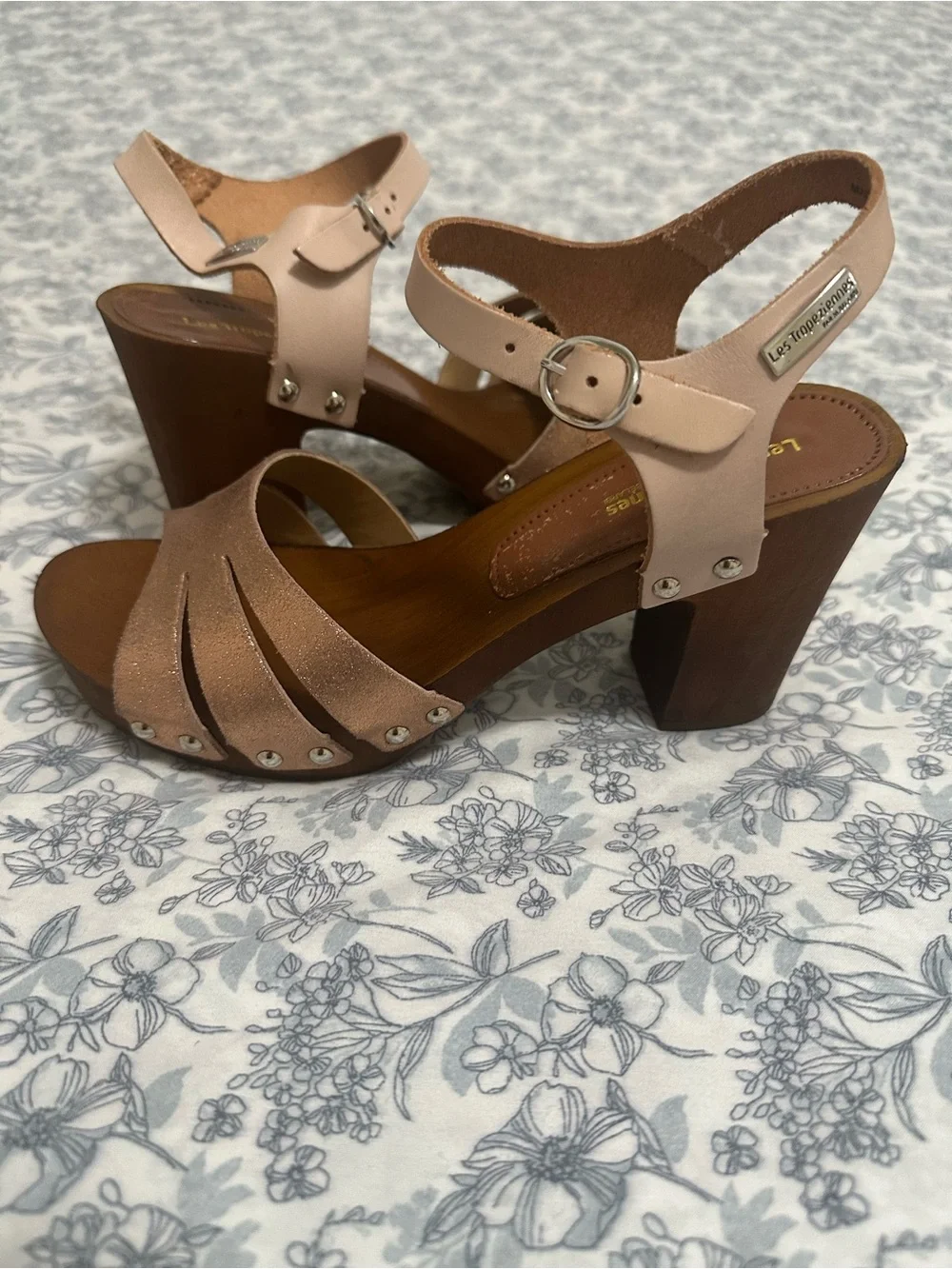 Les Tropeziennes Pink Glitter Slingback Sandals with Ankle Strap